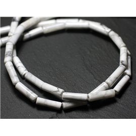 Filo 39 cm 29 pz circa - Perline di pietra - Tubi di Howlite 13x4 mm 