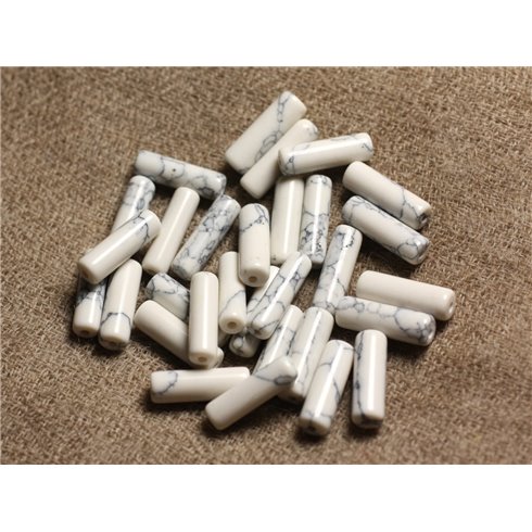 Fil 39cm 29pc env - Perles de Pierre - Howlite Tubes 13x4mm