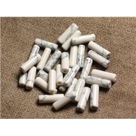 Fil 39cm 29pc env - Perles de Pierre - Howlite Tubes 13x4mm  Fil 39cm 29pc env - Perles de Pierre - Howlite Tubes 13x4mm