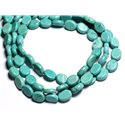 Fil 39cm 43pc env - Perles de Pierre Turquoise Synthèse Ovales 9x7mm Bleu Turquoise 