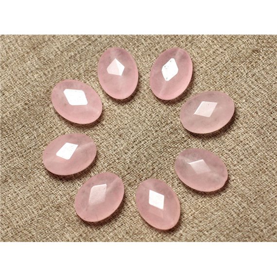 Fil 39cm 27pc env - Perles de Pierre - Jade Ovales Facettés 14x10mm Rose clair 