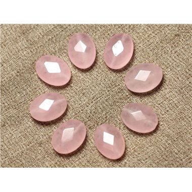 Fil 39cm 27pc env - Perles de Pierre - Jade Ovales Facettés 14x10mm Rose clair 