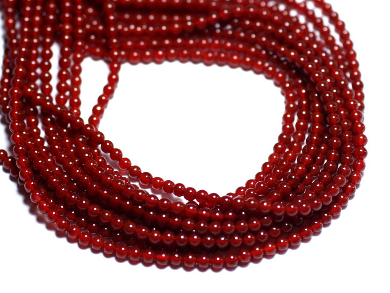 Fil 39cm 180pc env - Perles de Pierre - Cornaline Boules 2mm 
