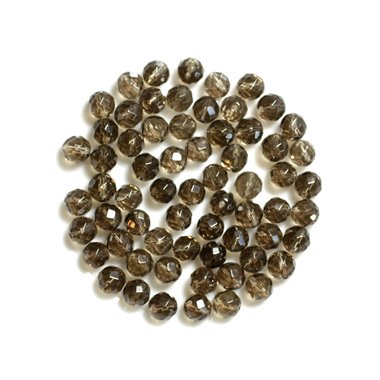 Fil 39cm 65pc env - Perles de Pierre - Quartz Fumé Boules Facettées 6mm 