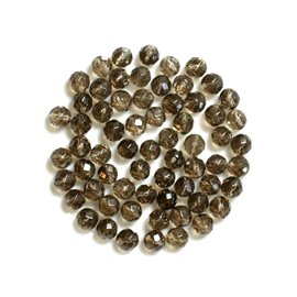 Thread 39cm 65pc approx - Stone Beads - Smoky Quartz Faceted Balls 6mm 