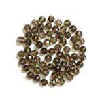 Fil 39cm 65pc env - Perles de Pierre - Quartz Fumé Boules Facettées 6mm 
