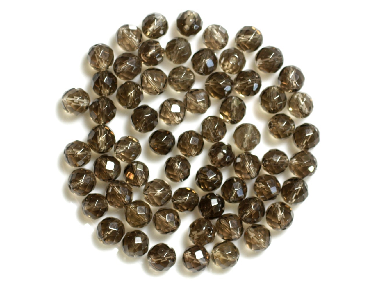 Fil 39cm 65pc env - Perles de Pierre - Quartz Fumé Boules Facettées 6mm 