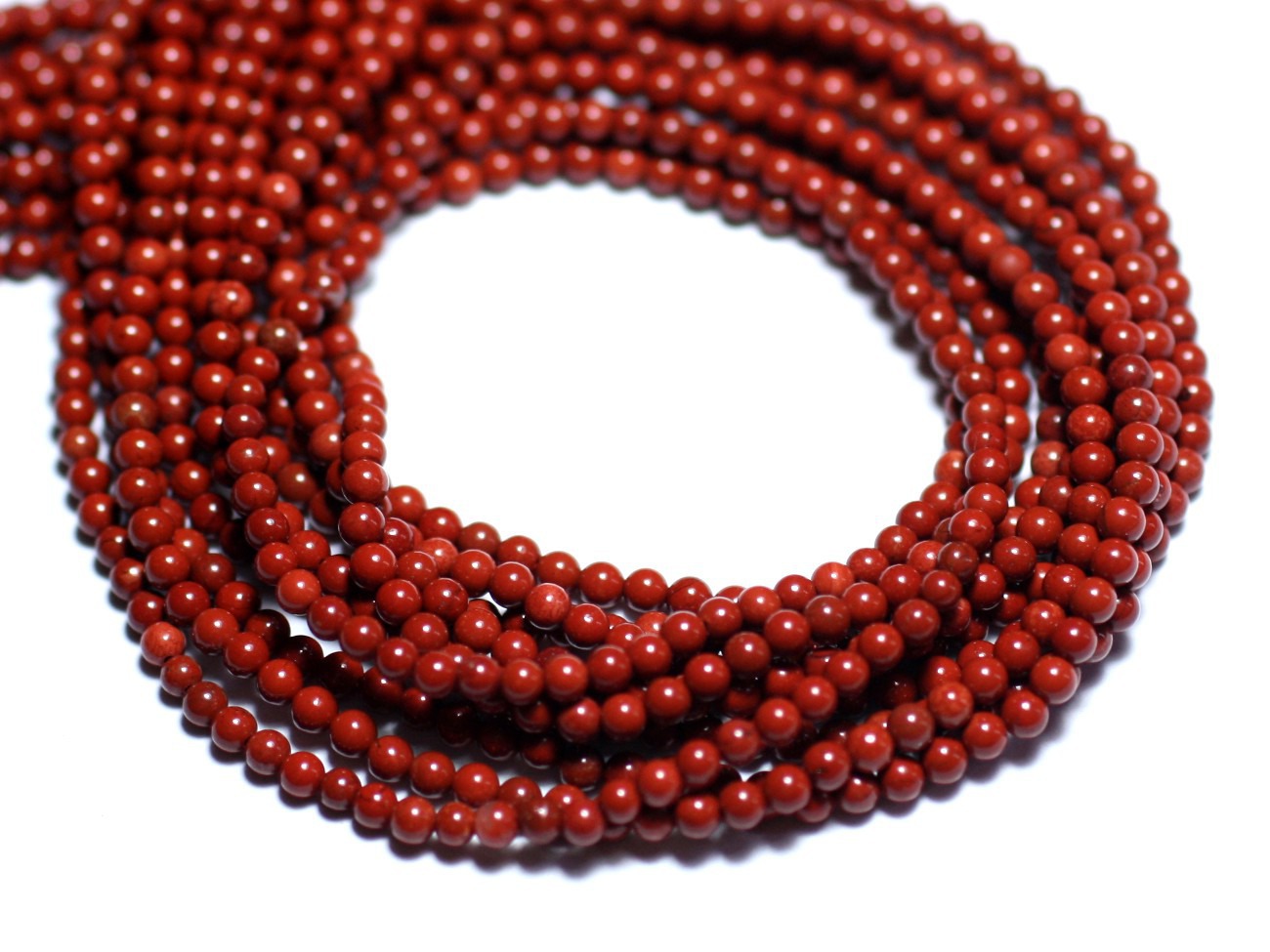 Fil 39cm 188pc env - Perles de Pierre - Jaspe Rouge Boules 2mm 