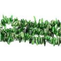 Fil 39cm 120pc env - Perles de Pierre - Diopside Vert Rocailles Chips Batonnets 10-18mm 