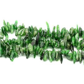 Hilo 39cm aprox 120pc - Cuentas de piedra - Cuentas de semillas de diópsido verde Chips Sticks 10-18mm 