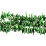 Fil 39cm 120pc env - Perles de Pierre - Diopside Vert Rocailles Chips Batonnets 10-18mm 