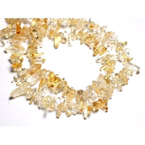 Fil 39cm 100pc env - Perles de Pierre - Citrine Rocailles Chips Batonnets 10-22mm 