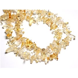 Fil 39cm 90pc environ - Perles Pierre Citrine Rocailles Chips Batonnets 8-16mm blanc jaune clair transparent