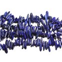 Fil 39cm 90pc environ - Perles Pierre - Lapis Lazuli Rocailles Chips Batonnets 10-22mm Bleu roi nuit doré