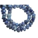 Fil 39cm 55pc env - Perles de Pierre - Aventurine Bleue Galets roulés 9-12mm 