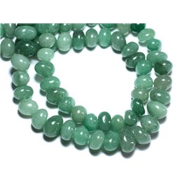 Filo 39 cm 50 pz circa - Perline di pietra - Ciottoli laminati avventurina verde 8-11 mm 