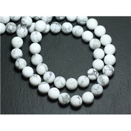 Filo 39 cm 65 pz circa - Perline di pietra - Sfere opache di Howlite satinate 6 mm 