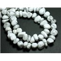 Fil 39cm 45pc env - Perles de Pierre - Howlite Galets roulés 10-15mm 