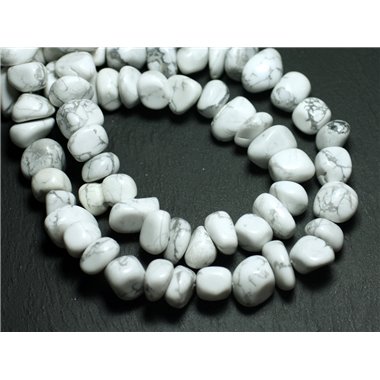 Fil 39cm 45pc env - Perles de Pierre - Howlite Galets roulés 10-15mm 