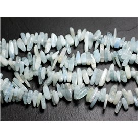 Thread 39cm approx 130pc - Stone Beads - Aquamarine Seed Beads Chips Sticks 12-20mm 