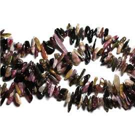 Thread 39cm approx 130pc - Stone Beads - Multicolored Tourmaline Seed Beads Chips Sticks 10-18mm 