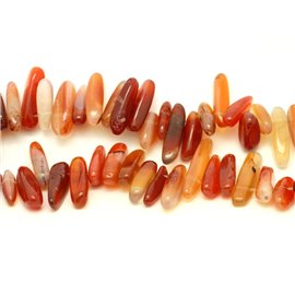 Thread 39cm approx 70pc - Stone Beads - Carnelian Chips Sticks 10-22mm 