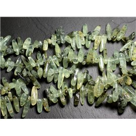 Filo 39 cm circa 70 pz - Perline di pietra - Chips di Phrenite Rocailles Sticks 12-25 mm 
