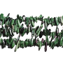 Thread 39cm approx 110pc - Stone Beads - Ruby Zoisite Rocailles Chips Sticks 12-25mm 
