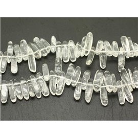 Fil 39cm 110pc environ - Perles Pierre Cristal de Roche Quartz Chips Batonnets 12-25mm blanc transparent