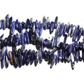 Fil 39cm 80pc environ - Perles Pierre - Sodalite Chips Rocailles Batonnets 8-20mm Bleu noir blanc
