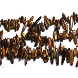 Hilo 39cm aprox 80pc - Cuentas de piedra - Cuentas de semillas de ojo de tigre Chips Sticks 12-25mm 