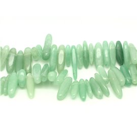 Filo 39 cm circa 70 pz - Perle di pietra - Perline di semi di avventurina verde Chips Stick 12-25 mm 