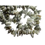 Fil 39cm 80pc env - Perles de Pierre - Labradorite Rocailles Chips Batonnets 10-19mm 