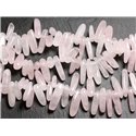 Fil 39cm 70pc env - Perles de Pierre - Quartz Rose Rocailles Chips Batonnets 12-20mm 