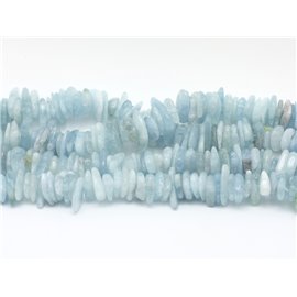 Thread 39cm approx 150pc - Stone Beads - Aquamarine Chips Palets Washers 9-15mm 