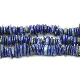 Fil 39cm 110pc environ - Perles Pierre Lapis Lazuli Chips Palets Rondelles 8-14mm bleu doré