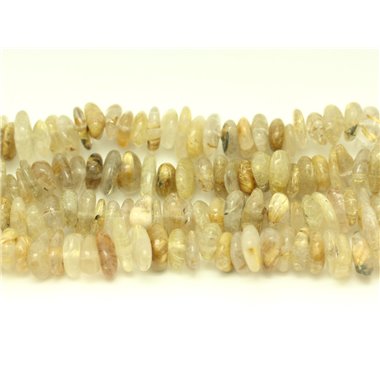 Fil 39cm 100pc env - Perles de Pierre - Quartz Rutile Doré Chips Palets Rondelles 8-13mm 
