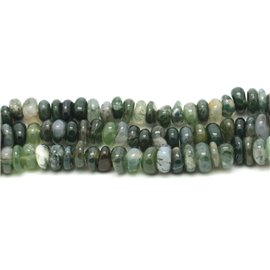 Thread 39cm approx 90pc - Stone Pearls - Moss Agate Chips Palets Rondelles 8-11mm 