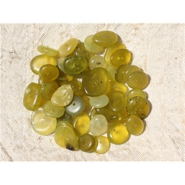 Fil 39cm 130pc env - Perles Pierre - Jade Olive Chips Palets Rondelles 8-15mm Vert Jaune
