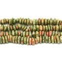 Fil 39cm 95pc env - Perles de Pierre - Unakite Chips Palets Rondelles 8-15mm 