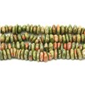 Fil 39cm 95pc env - Perles de Pierre - Unakite Chips Palets Rondelles 8-15mm 