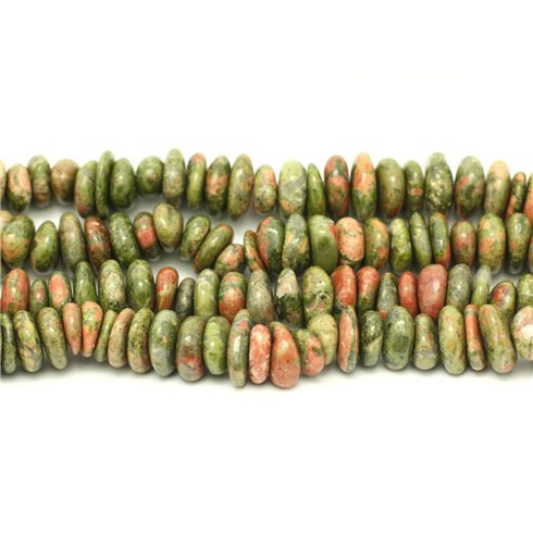 Fil 39cm 95pc env - Perles de Pierre - Unakite Chips Palets Rondelles 8-15mm 