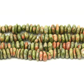 Thread 39cm approx 95pc - Stone Beads - Unakite Chips Palets Rondelles 8-15mm 