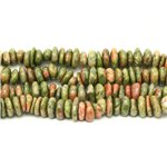 Fil 39cm 95pc env - Perles de Pierre - Unakite Chips Palets Rondelles 8-15mm 