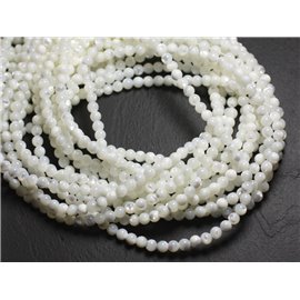 Fil 39cm 190pc environ - Perles Coquillage Nacre Boules 2mm Blanc irisé reflets