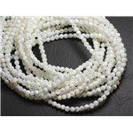 Fil 39cm 180pc env - Perles Coquillage Nacre Boules 2mm Blanc irisé reflets