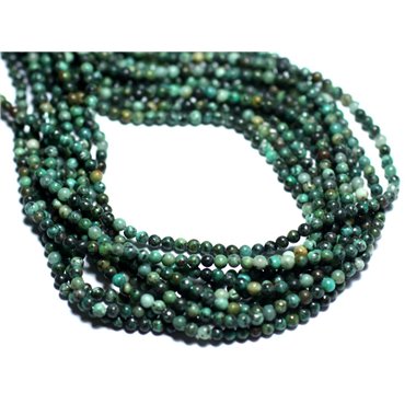 Fil 39cm 190pc env - Perles de Pierre - Turquoise d'Afrique Boules 2mm 