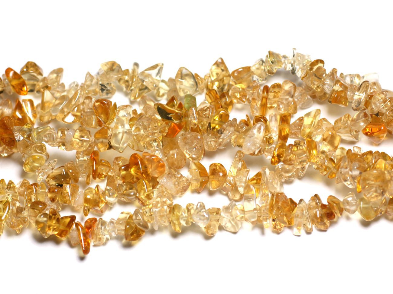 Fil 39cm 180pc env - Perles de Pierre - Citrine Rocailles Chips 3-8mm 