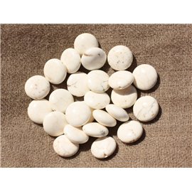 Thread 39cm 31pc approx - Stone Beads - Magnesite Palets 12mm 