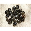 Fil 39cm 37pc env - Perles Nacre et résine Boules 10mm Noir et Blanc 